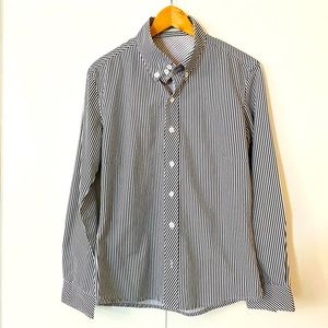 Slim Fit Dress Shirt with Black Stripes